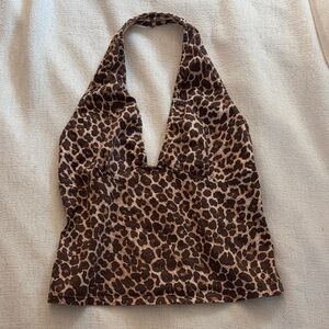 Motel Leopard Print Halter Top